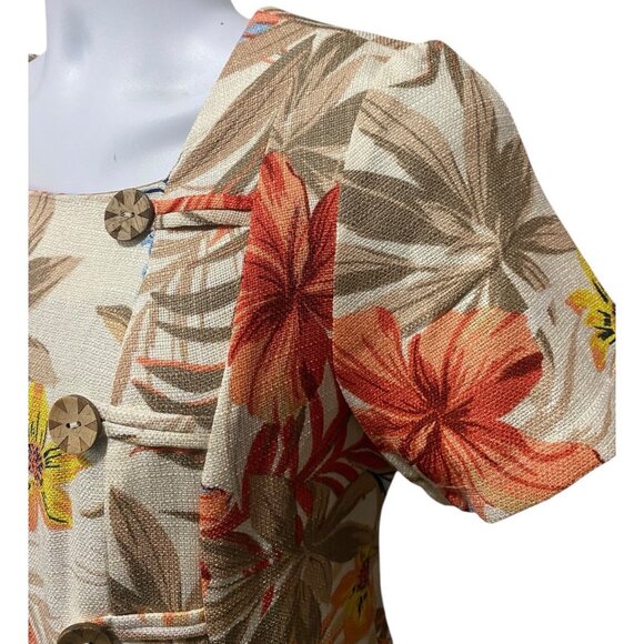 Shelby Palmer  Hawaiian Dress 16 Retro Short Sleeve Below Knee Floral - Picture 10 of 13